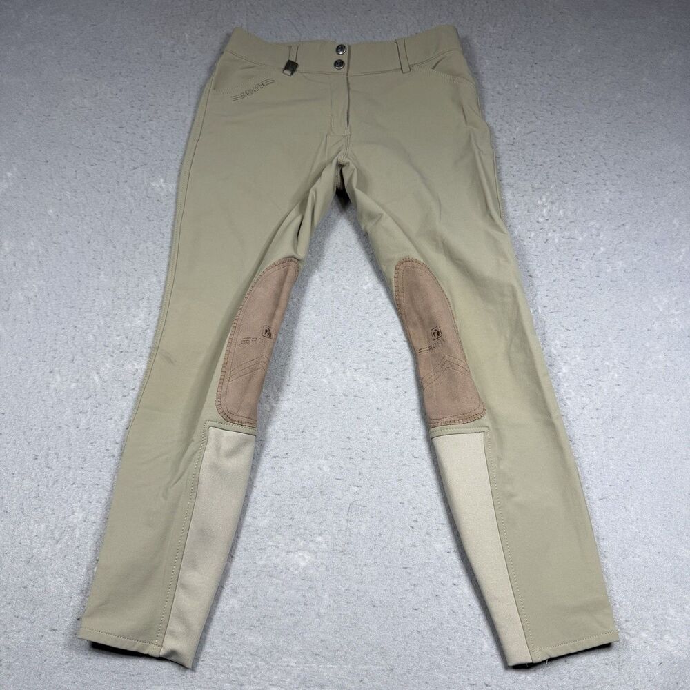 Romfh Child’s Knee Patch Equestrian Riding Breeches Girl’s Size 16 Tan Khaki